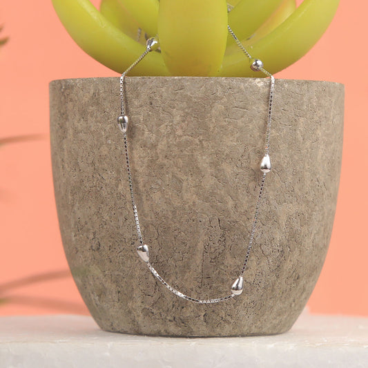 925 Sterling Silver Pear Shape Beads Necklace