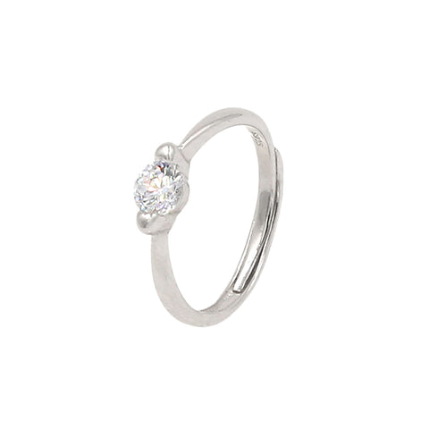 Silver Single Diamond Adjustable Ring