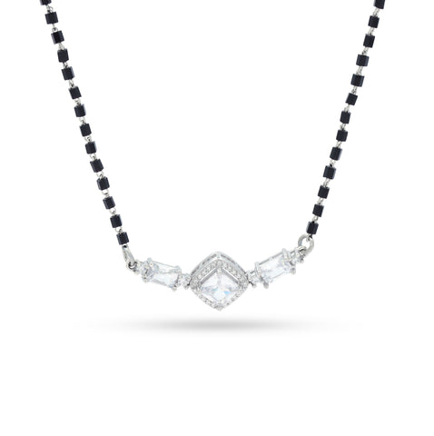 Regal Square Sparkle 92.5 Silver Mangalsutra For Women