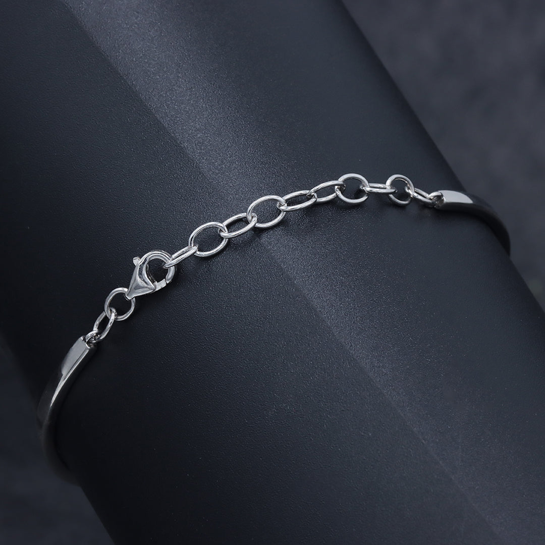 Silver oval shape diamond cuff bracelet
