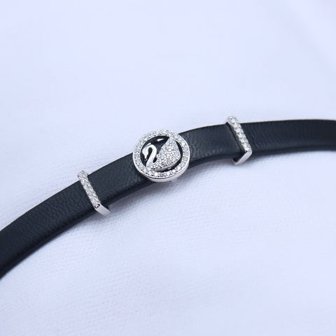 Silver Duck Shape Leather Bracelet