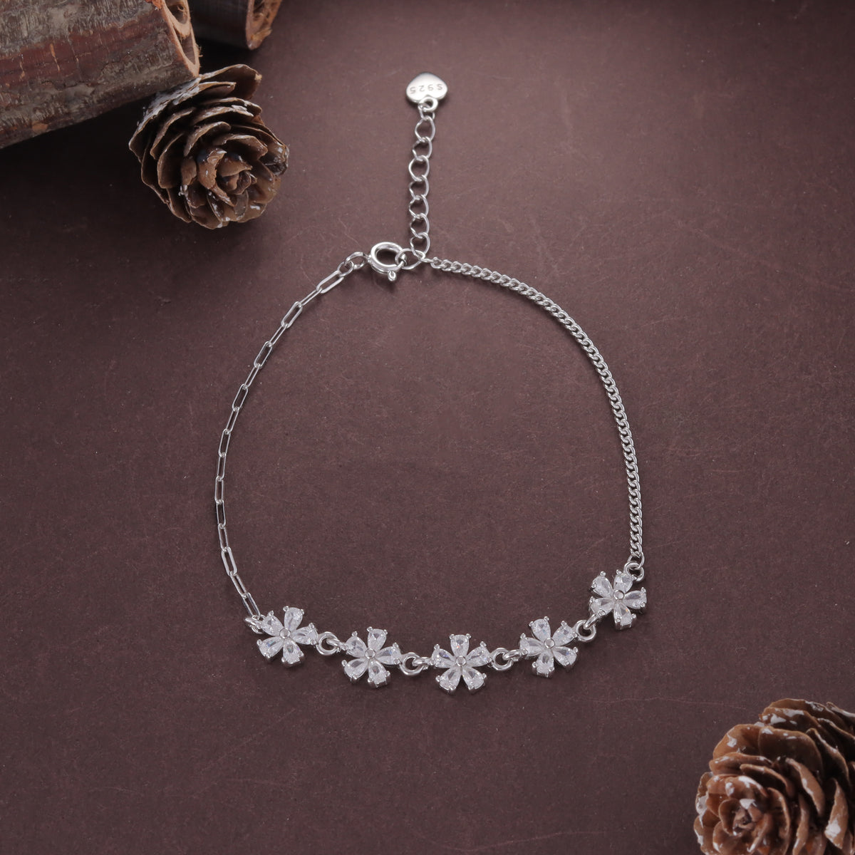 Silver Flower  Layer  Bracelet For Women