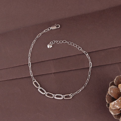 925 Sterling Silver Minimal Link Chain Bracelet for Women