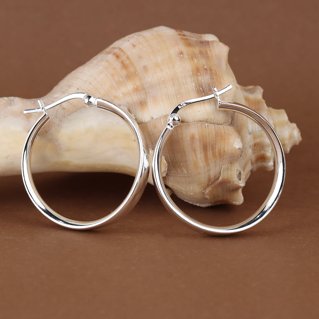 925 Sterling Silver Large Hoop Earrings