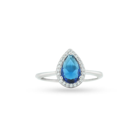 925 Sterling Silver Blue Sapphire Teardrop Jewelry Set for Women