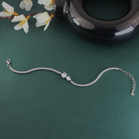 925 Sterling Silver White Stone Adjustable Tennis Bracelet for Women