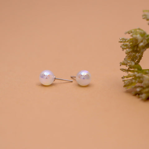 Silver White Shine Pearl Earring