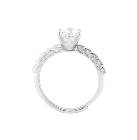 Sterling Silver Round Solitaire Diamond Ring for Women