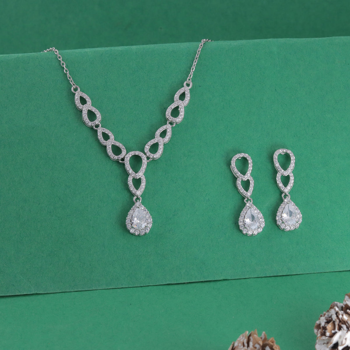 Eri Silvers Infinity Glow Necklace & Earrings Set