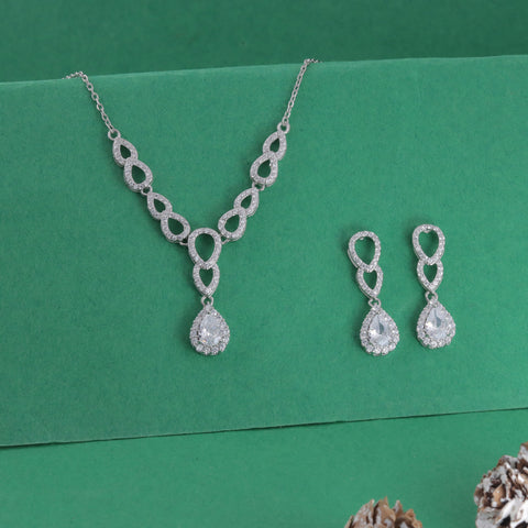 Eri Silvers Infinity Glow Necklace & Earrings Set
