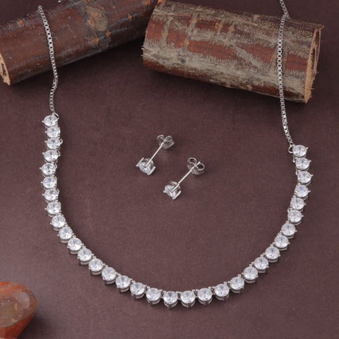 925 Sterling Silver Solitaire Necklace & Earrings Set