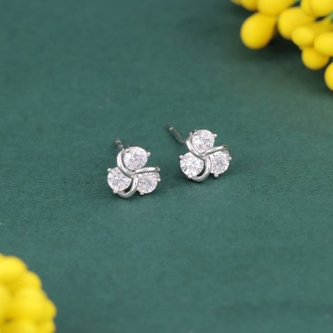Elegant 925 Silver CZ Stud Earrings for Women