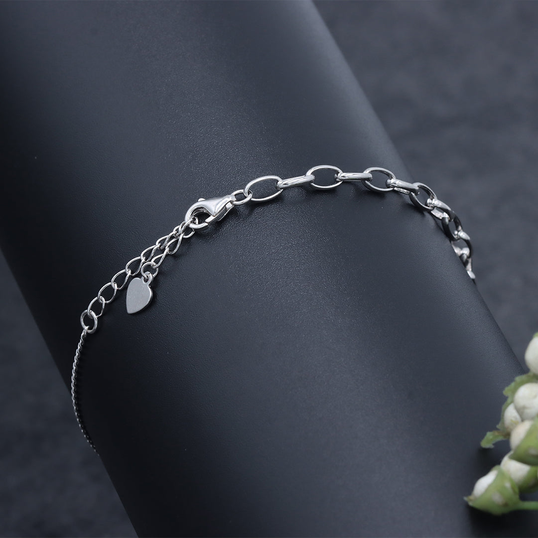 925 Silver Round link with chain bracelet