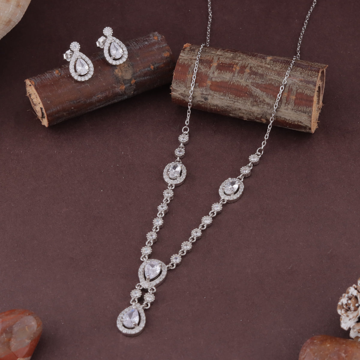 925 Sterling Silver  Necklace & Earrings Set