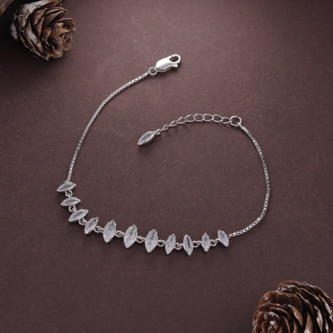 CZ Diamond Leaf Bracelet for Women