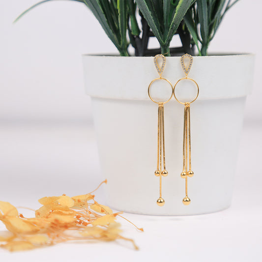 Gold plated hanging party wear earrings