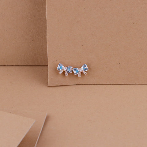 Sterling Silver Cubic Zirconia Ribbon Earrings