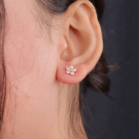 925 Sterling Silver Modern Flower Earrings for Women