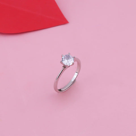 Silver High Stud Diamond Ring For Girl