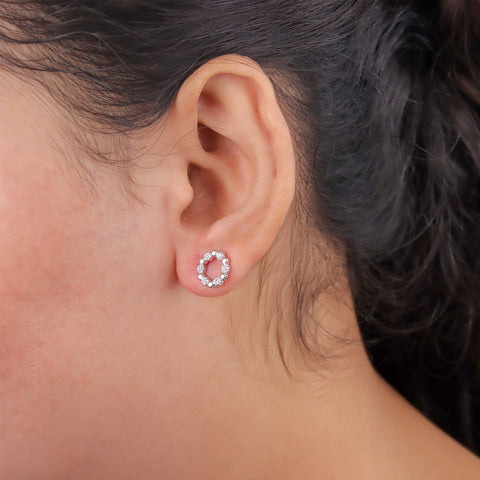 925 Sterling Silver Circle Stud Earrings for Women