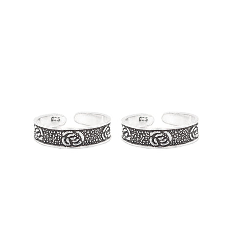 925 Sterling Silver Antique lotus design Adjustable Toe Rings for Women