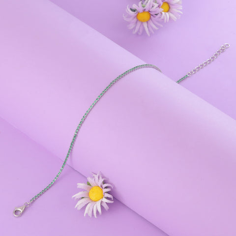 925 Sterling Silver Green Sapphire Sparkle Tennis Bracelet For Women
