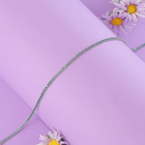 925 Sterling Silver Green Sapphire Sparkle Tennis Bracelet For Women