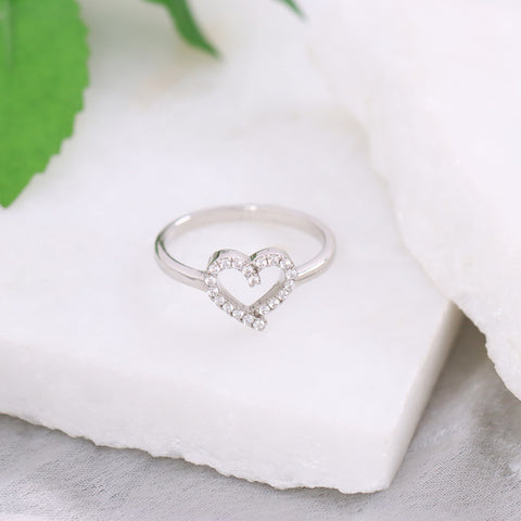 Sterling Silver Heart Shaped  Adjustable Ring