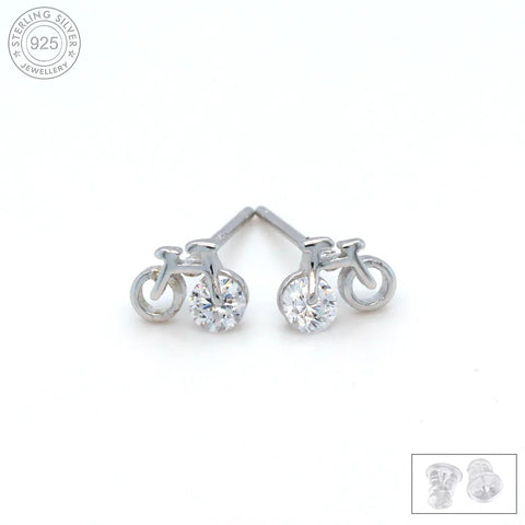 Silver Bicycle Stud Earring