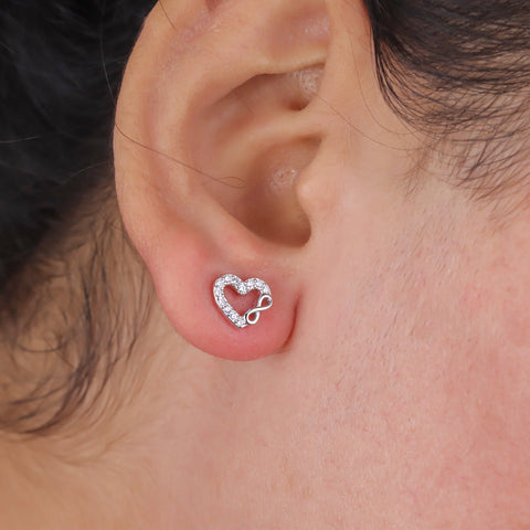 925 Sterling Silver Heart & Infinity Stud Earrings for Women
