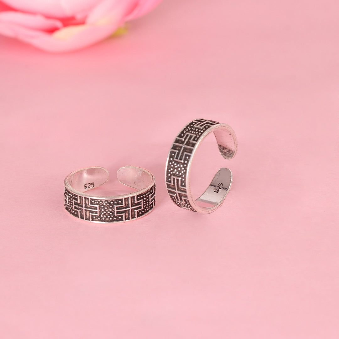 925 Sterling Silver Tribal Maze Toe Ring