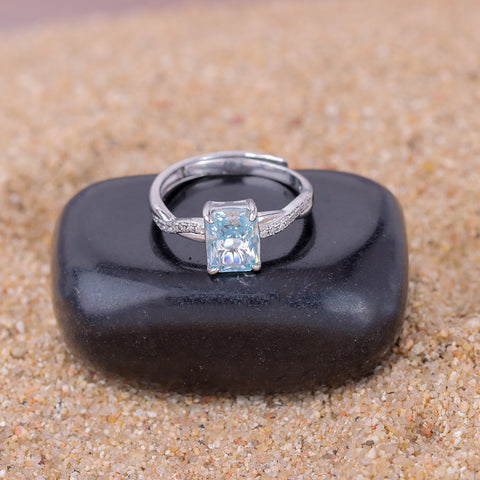 925 Sterling Silver Blue Sapphire CZ Ring