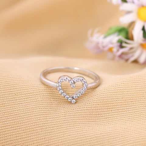 Sterling Silver Heart Shaped  Adjustable Ring