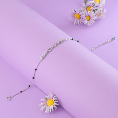 925 Sterling Silver Infinity Floral Silver Mangalsutra Bracelet for Women