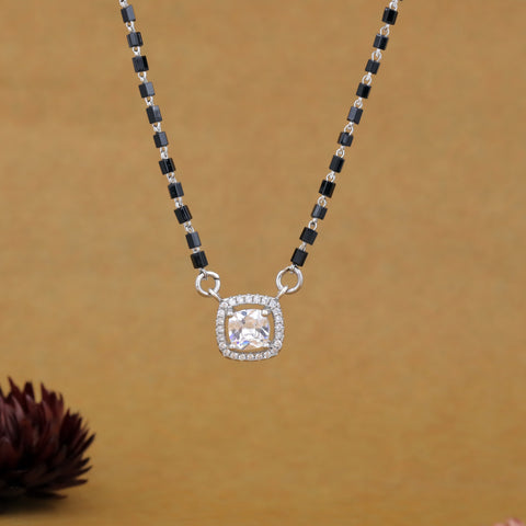 92.5 Sterling Silver Solitaire CZ Mangalsutra for Women