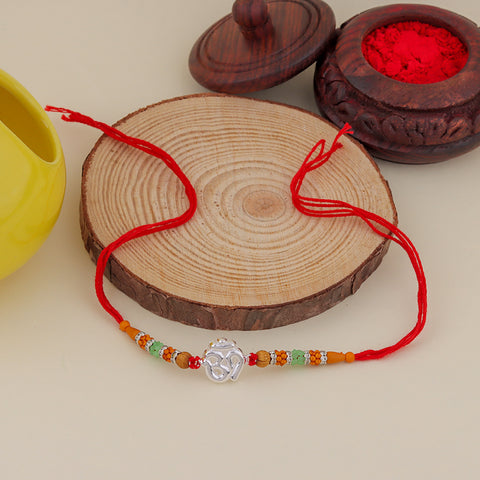 Om Sterling Silver Thread Rakhi