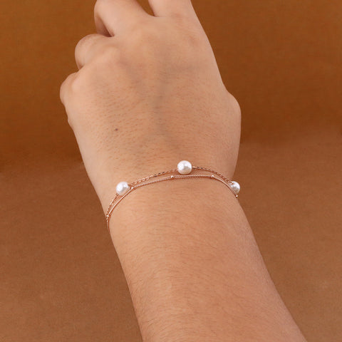 Rose Gold Double Layer Pearl Bracelet