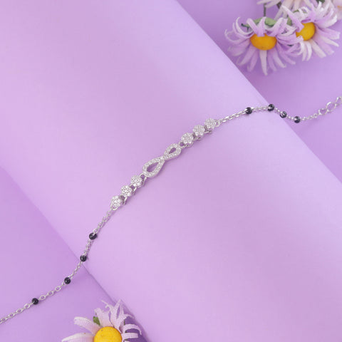 925 Sterling Silver Infinity Floral Silver Mangalsutra Bracelet for Women