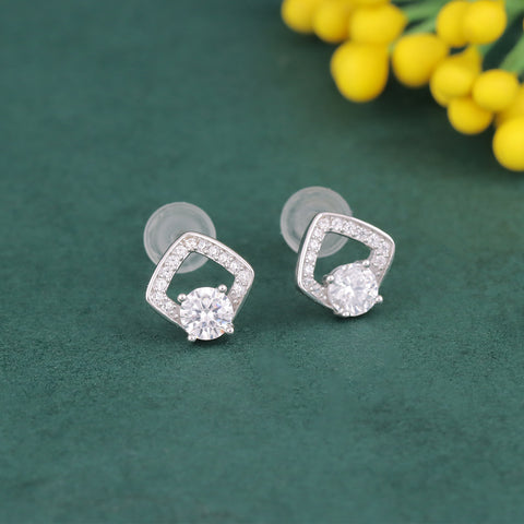 925 Sterling Silver Diamond Stud Earrings for Women