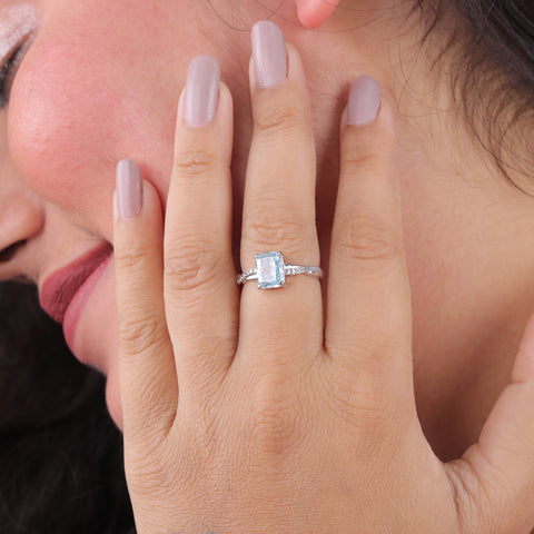 925 Sterling Silver Blue Sapphire CZ Ring