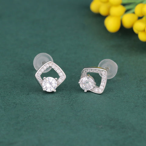 925 Sterling Silver Diamond Stud Earrings for Women