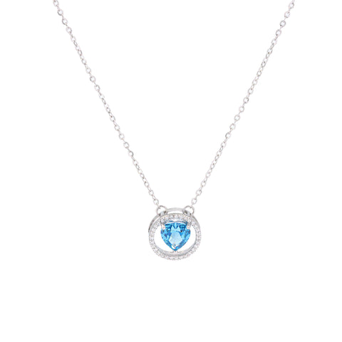 Minimalist Blue Heart Pendant With Chain