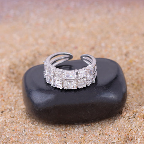 925 Sterling Silver Adjustable CZ Ring