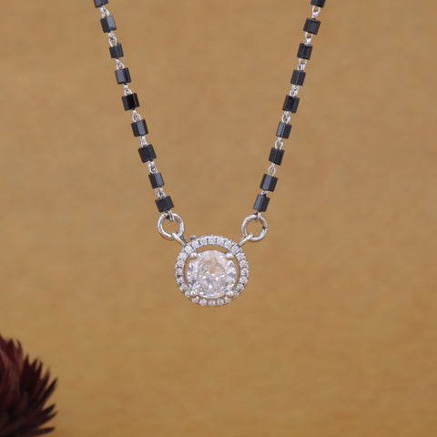 92.5 Silver Round Solitaire Mangalsutra