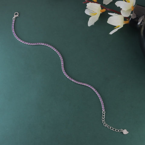 925 Sterling Silver   Sapphire Sparkle Tennis Bracelet For Women