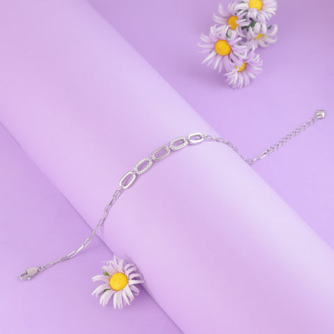 925 Sterling Silver Minimal Link Chain Bracelet for Women