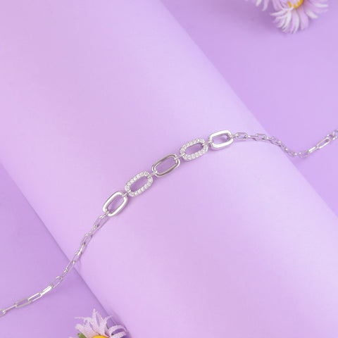 925 Sterling Silver Minimal Link Chain Bracelet for Women