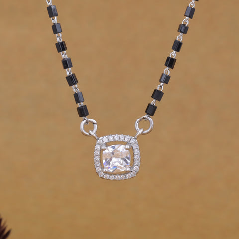 92.5 Sterling Silver Solitaire CZ Mangalsutra for Women
