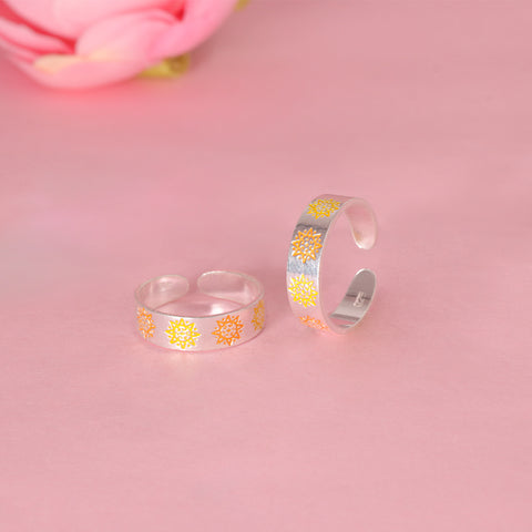 925 Sterling Silver Color Enamel Floral Toe Ring