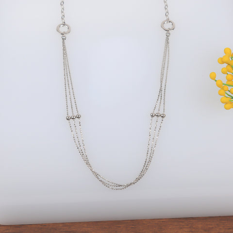 Three Layer Microbeads Silver Chain